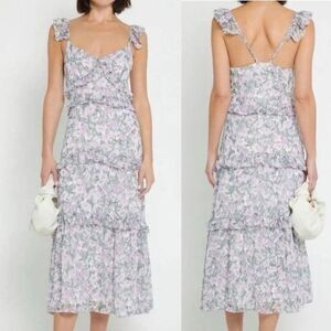 O.P.T. Anthropologie Floral Ruffle Tiered Midi Dress